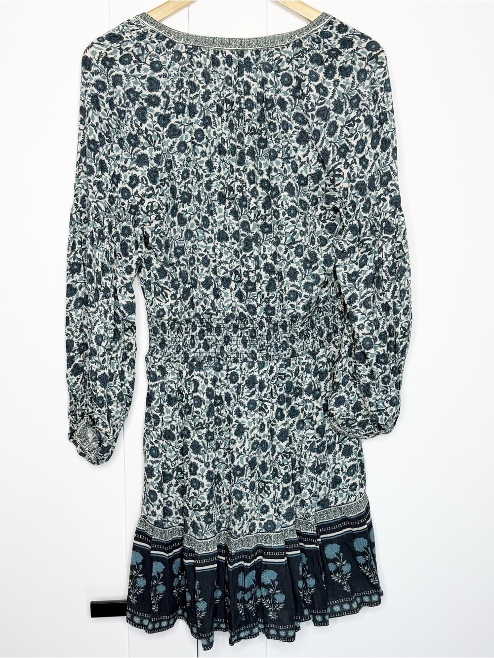 Faherty Montana Dress medium Navy Folly Floral western boho long sleeve a-line - Picture 7 of 13